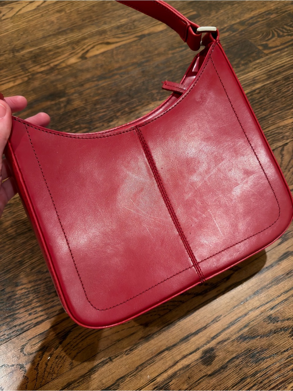 Red Leather Shoulder Bag - Picture 4 of 15